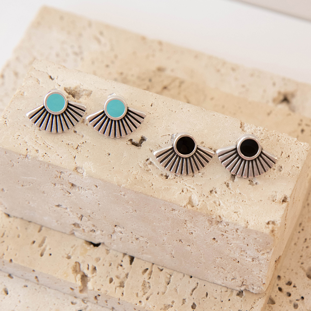 Iris Silver Plated Stud Earrings