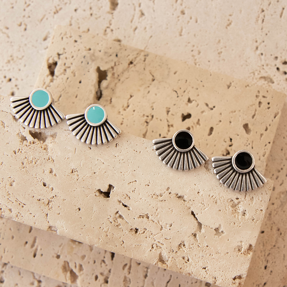 Iris Silver Plated Stud Earrings - Image 2