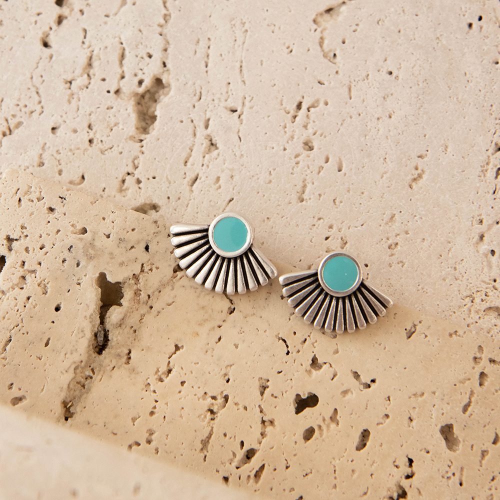 Iris Silver Plated Stud Earrings - Image 3