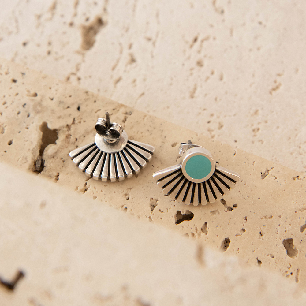 Iris Silver Plated Stud Earrings - Image 4