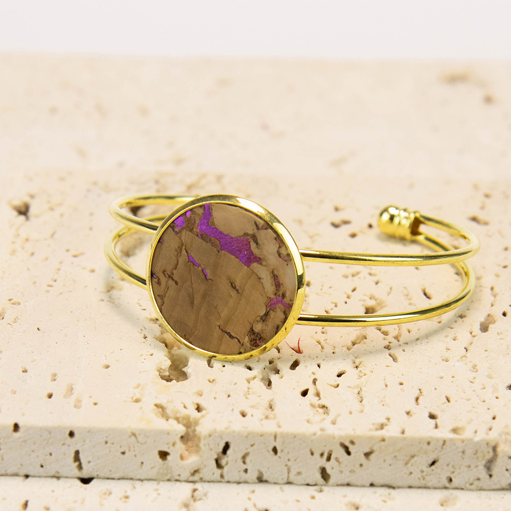 Rainbow Dot Cork Cuff Bracelet