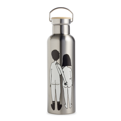 Drinking Bottle Naked Couple Back