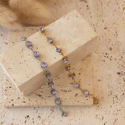 Zircon Eye Lilac Steel Bracelet