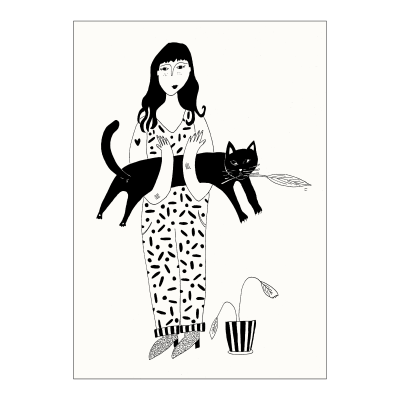 Postcard Black Cat